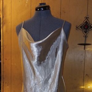 bebe Shimmery Champagne Satin Slip Dress